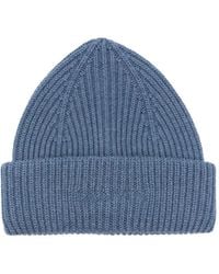 Lanvin - Ribbed-Logo Beanie Hat - Lyst