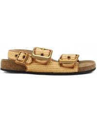 AllSaints - Staffa Raffia Buckle Sandals - Lyst