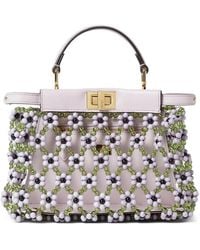 Fendi - Peekaboo Mini Leather And Beaded Bag - Lyst