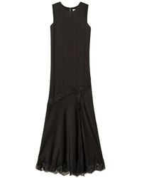 Twinset - Long Satin And Lace Dress - Lyst
