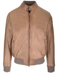 Al Duca d'Aosta - Padded Zip-Up Leather Jacket - Lyst