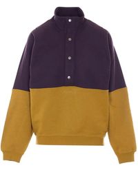 Saint Laurent - Colour-Block Logo-Embroidered Sweater - Lyst