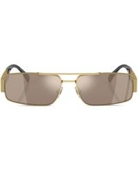 Versace - Gafas de sol con placa del logo y montura rectangular - Lyst