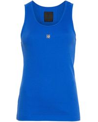 Givenchy - Blue 4g-plaque Ribbed Tank Top - Women's - Cotton/elastane - Lyst