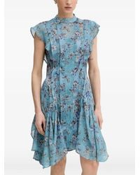 AllSaints - Floral-Print Ruffled-Detail Asymmetric Dress - Lyst