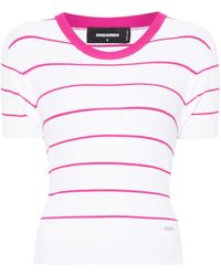DSquared² - Striped Ribbed Top - Lyst