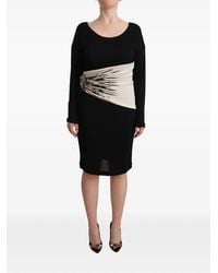 Roberto Cavalli - Floral-Print Long-Sleeve Midi Dress - Lyst