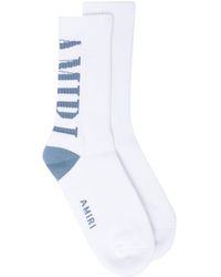 Amiri Gerippte Socken mit Logo - Weiß