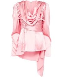 Magda Butrym - Long-Sleeve Draped Silk Blouse - Lyst
