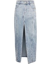 retroféte - Crystal-Embellished Denim Skirt - Lyst