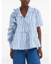 OperaSPORT - Ruffled Striped Shirt - Lyst