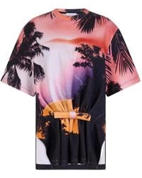 Rabanne - Thunderstorm-Print Bow-Detail T-Shirt - Lyst