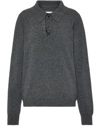 Maison Margiela - Draped Collar Wool Polo Sweater - Lyst