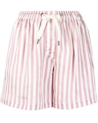 Brunello Cucinelli - Striped Drawstring Mini Shorts - Lyst
