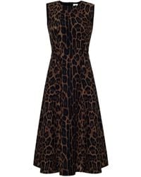 Adam Lippes - Eloise Midikleid Mit Leoparden-Print - Lyst