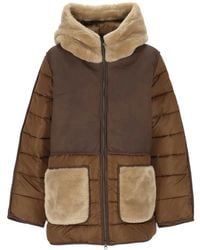 Save The Duck - Faux-Fur-Trim Quilted Padded Jacket - Lyst