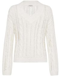 Brunello Cucinelli - Cable-Knit Open-Work Sweater - Lyst