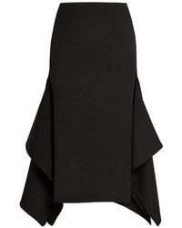 Erdem - Gedrapeerde Wollen Midi-Rok - Lyst