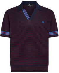 Etro - Striped Fine-knit Polo Shirt - Lyst