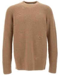 Laneus - Distressed Fisherman-Rib Sweater - Lyst