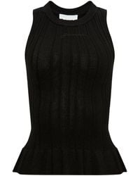 Ganni - Logo-embroidered Ribbed Tank Top - Lyst