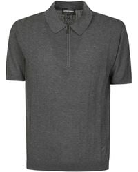 Emporio Armani - Zip Cotton Polo Shirt - Lyst