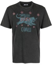 Just Cavalli - Katoenen T-shirt Met Tijgerprint - Lyst