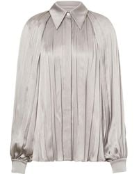 Alberta Ferretti - プリーツ サテンシャツ - Lyst