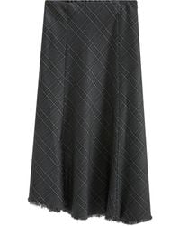 B+ AB - Checked Frayed-Hem Asymmetric Skirt - Lyst