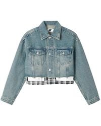 Izzue - Frayed-Check Denim Jacket - Lyst