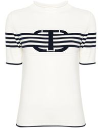 Twin Set - Stripe-detail Knitted T-shirt - Lyst