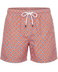 Fedeli - Madeira Geometric-Print Swim Shorts - Lyst