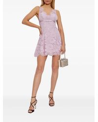 Self-Portrait Tiered Lace Mini Dress in Pink | Lyst