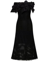 Oscar de la Renta - Bow-detail Open-knit Midi Dress - Lyst