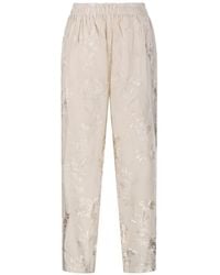 Mes Demoiselles - Floral-Embroidered Trousers - Lyst