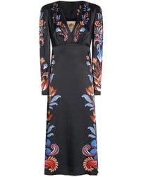 FARM Rio - Energy Floral Puff-Sleeve Midi Dress - Lyst