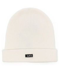 A.P.C. - Beanie Mit Logo-Schild - Lyst
