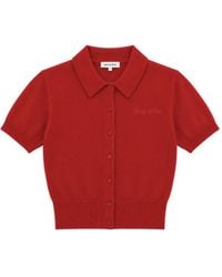 Sporty & Rich - Jannie Logo-Embroidered Short-Sleeve Cardigan - Lyst