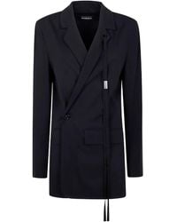 Ann Demeulemeester - Blazer Met Gewikkelde Stropdas En Lange Mouwen - Lyst