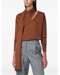 Roberto Collina - V-Neck Scarf-Detail Sweater - Lyst