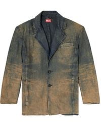 DIESEL - Blazer Denim Con Effetto Vissuto - Lyst