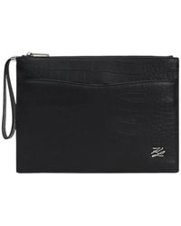 KARL LAGERFELD - K/Croc Leather Pouch - Lyst