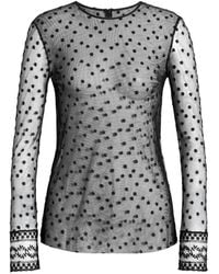 Alberta Ferretti - Doorzichtige Mesh Top Met Stippen - Lyst
