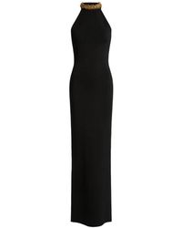 Balmain - Long Milano Jersey Dress With Embroidery - Lyst