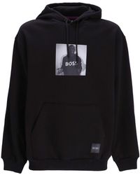 BOSS - Graphic-print Pullover Hoodie - Lyst