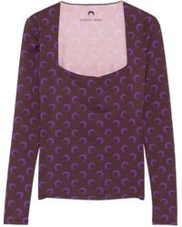 Marine Serre - Moon-Print Square-Neck Top - Lyst