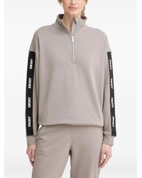 DKNY - Logo-Tape Quarter-Zip Sweatshirt - Lyst