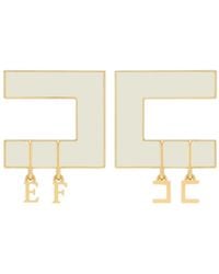 Elisabetta Franchi - Orecchini Con Pendente Logo E Montatura Geometrica - Lyst
