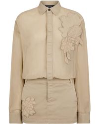 DSquared² - Floral-appliqué Cotton Shirt Dress - Lyst