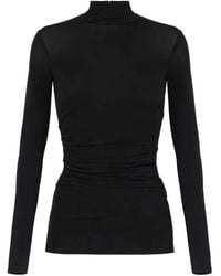Elisabetta Franchi - Top A Collo Alto Con Maniche Lunghe - Lyst